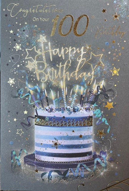 Happy 100th Birthday - Cake and Candles