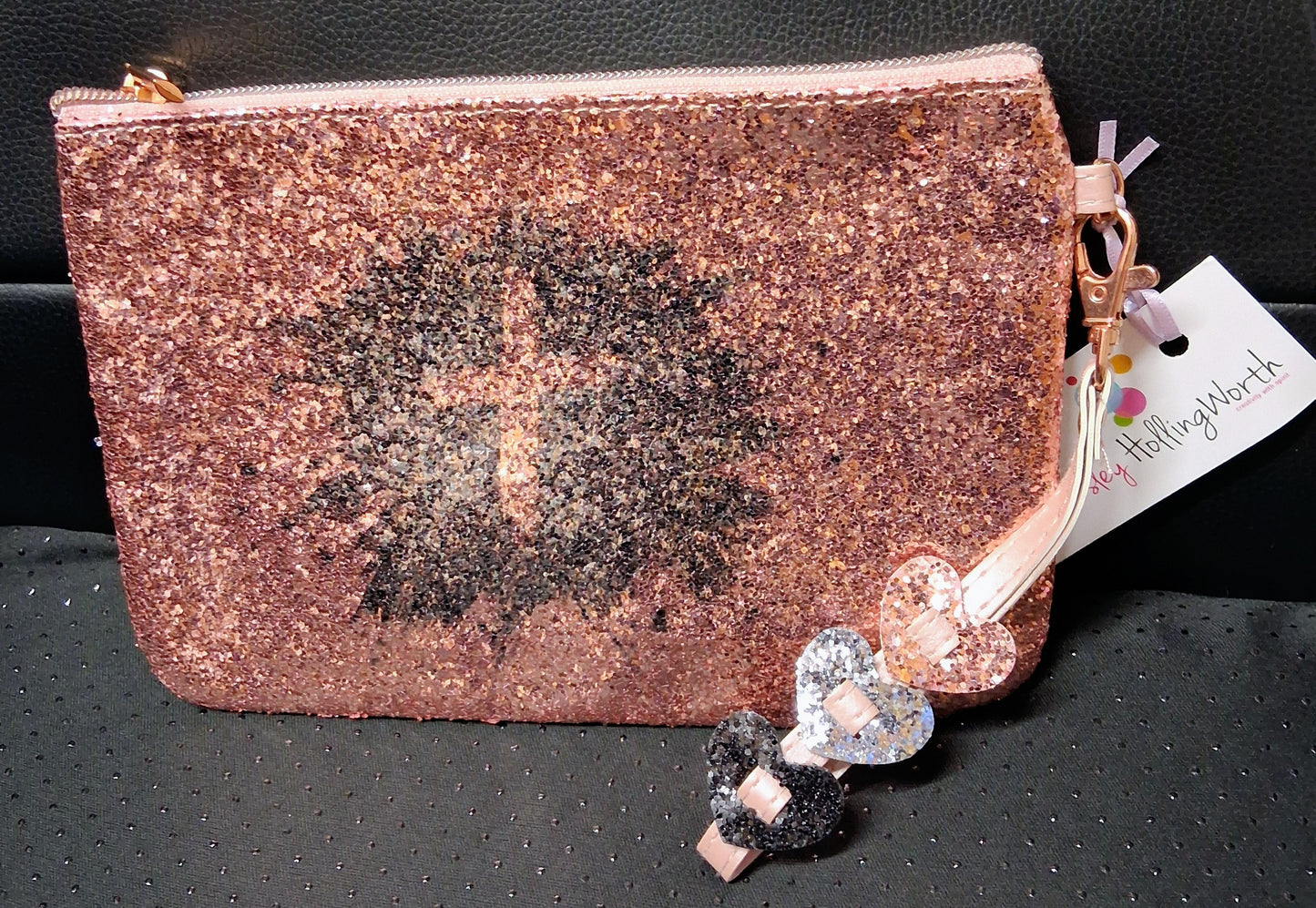 Pink and Grey Sparkly Zipper Bag
