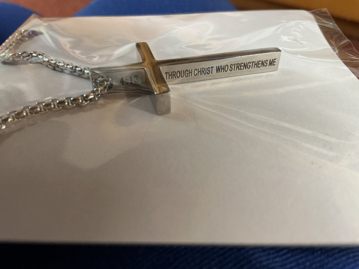 Silver Cross and Chain with engraving