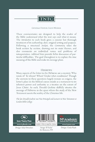 Hebrews: Tyndale New Testament Commentary
