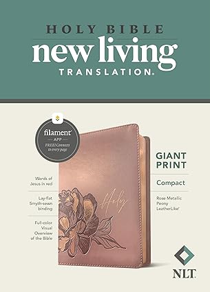 NTL Compact Giant Print Bible (Rose Metallic Peony)