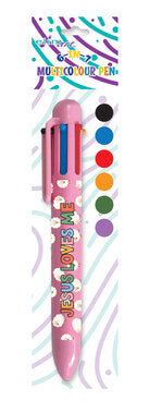 6 in 1 multi coloured pen - Pink
