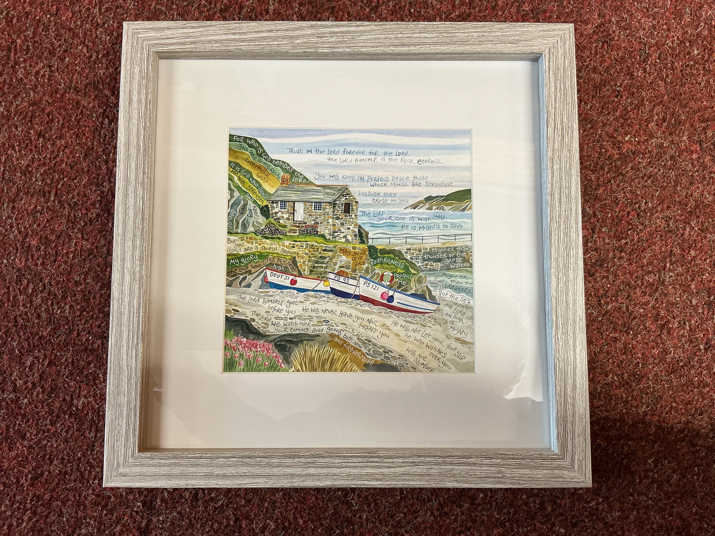 Hannah Dunnett HAN48 Grey Wood Framed Print ‘Trust In The Lord’
