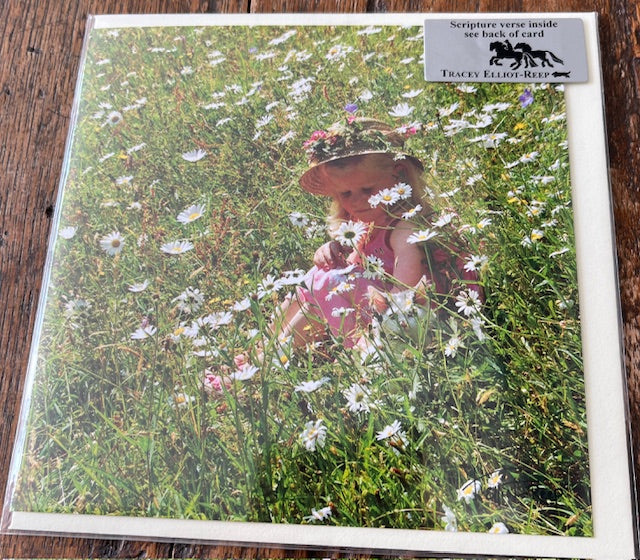 Greetings Card - Blank - Girl in Flower Meadow