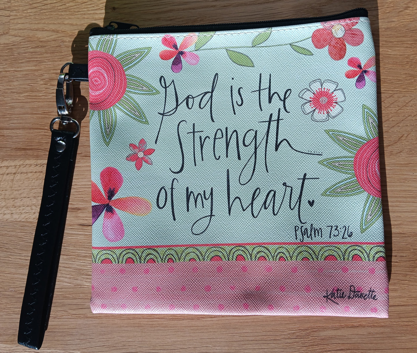 God is The Strength of My Heart - Square zipper wristlet
