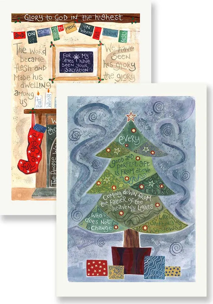Hannah Dunnett Pack of 10 Christmas Cards - Glory to God & Christmas Tree