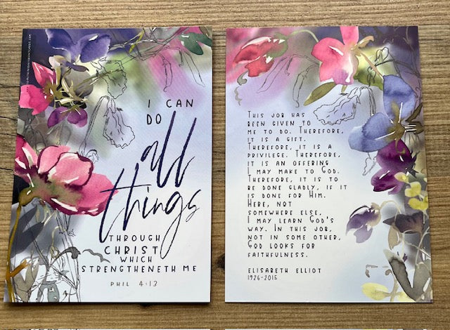 A6 Double Sided Encouragement Card - I can do all things