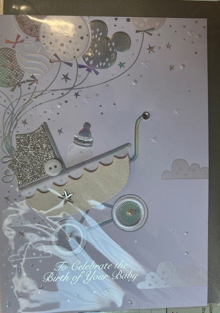 New Baby Card - Decoupage Pram