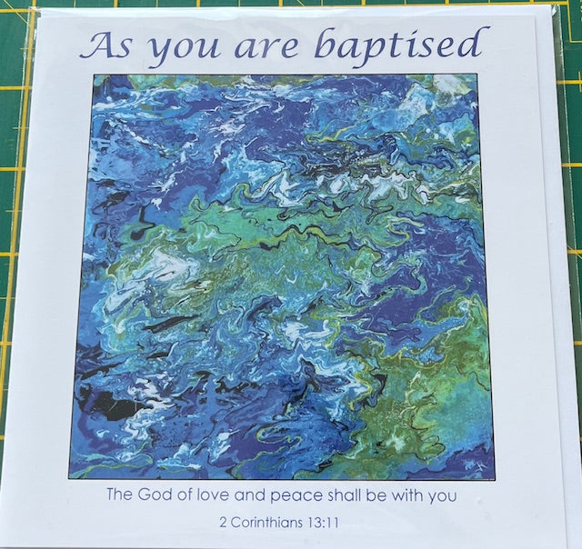 Greeting Card - Baptism - Abstract Ocean Blue