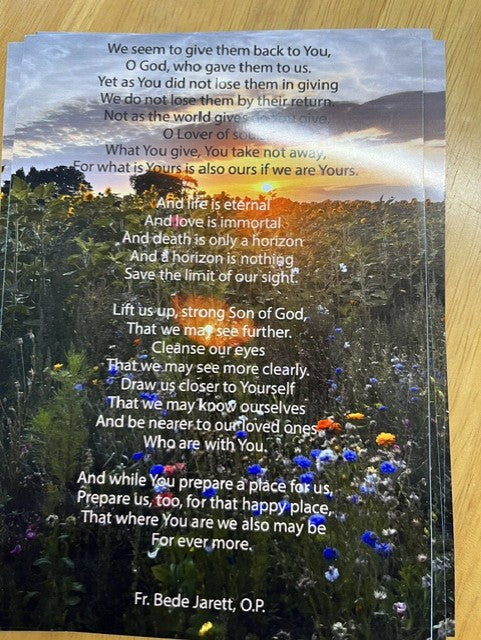 Prayer Card - Poem by Fr Bede - Sunset over Cornflowers