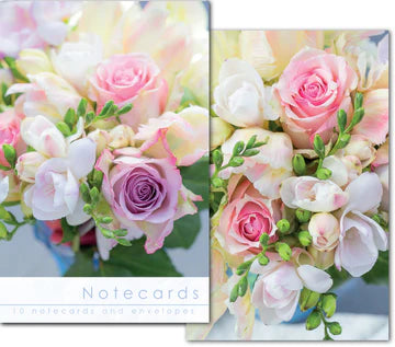 Leonard Smith Note Cards - Blank - Roses and Freesias