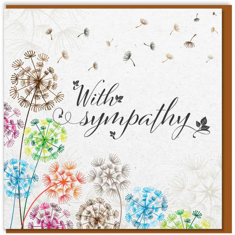 Sympathy Card - With sympathy - Dandelions