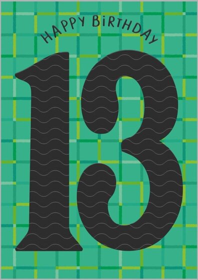 13th Birthday Card - green