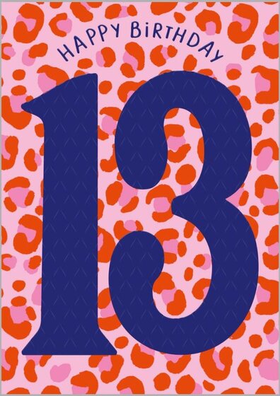 13th Birthday Card - pink