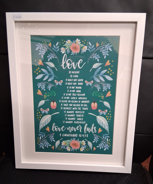 Love Is Patient White Framed Print - PIC23