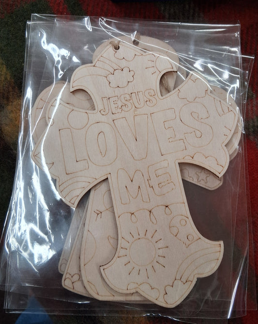 Wooden Cross for Colouring