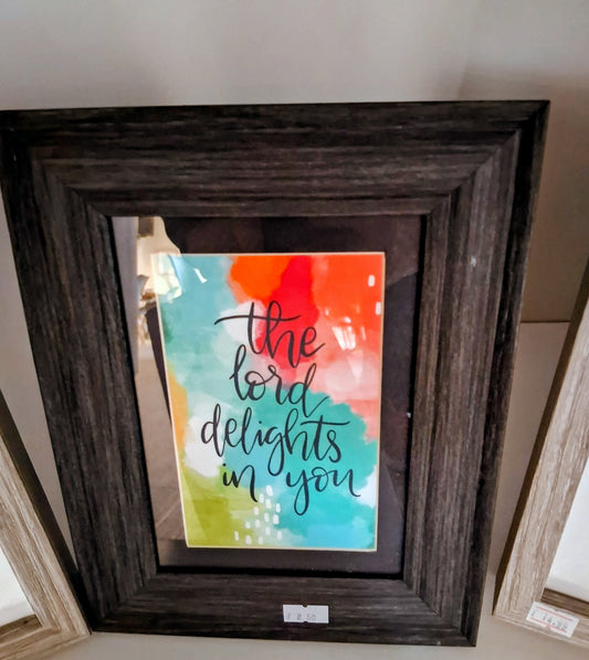 The Lord Delights In You - Dark Grey Framed Print