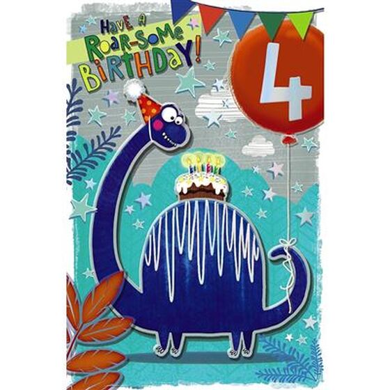 4th Birthday - Have a roarsome Birthday - Card
