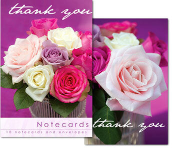 Leonard Smith Notecards - Roses - Thank you