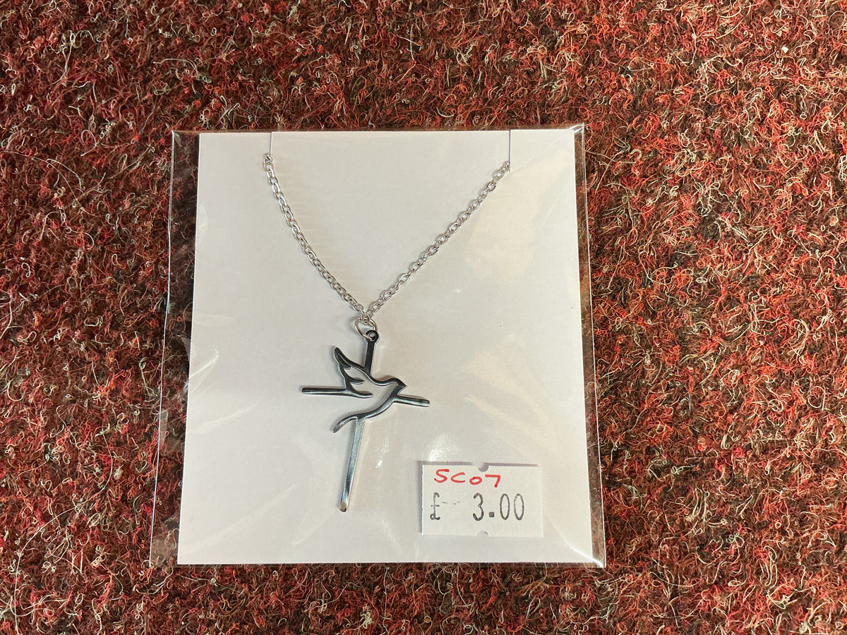 Silver Cross incorporating a Dove and chain