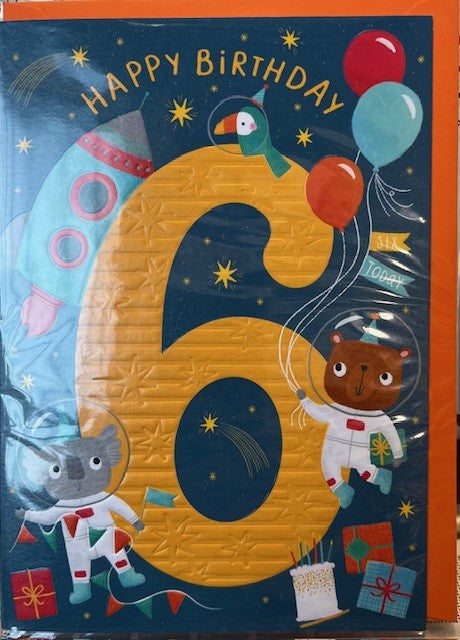 Happy 6th Birthday - Space Animals