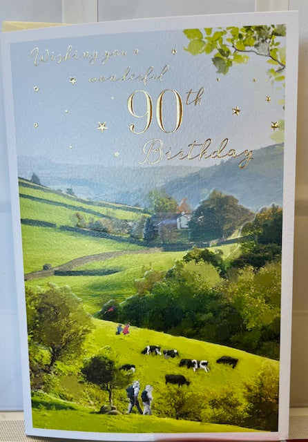 Card - Birthday -  90th Birthday Countryside