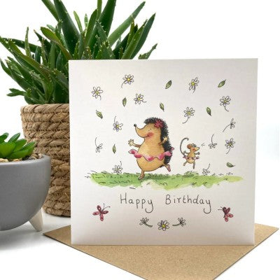Happy Birthday - Hedgehog and Mouse Card