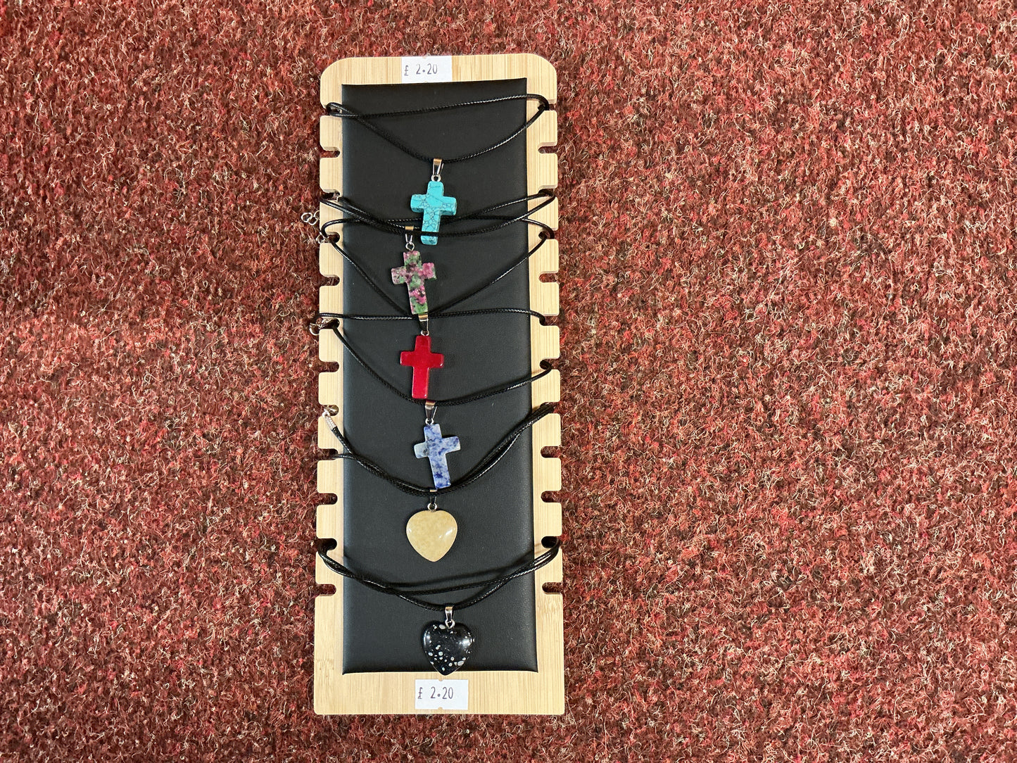 Necklace Stone Cross/hearts