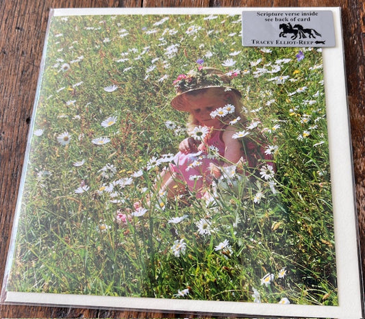 Greetings Card - Blank - Girl in Flower Meadow