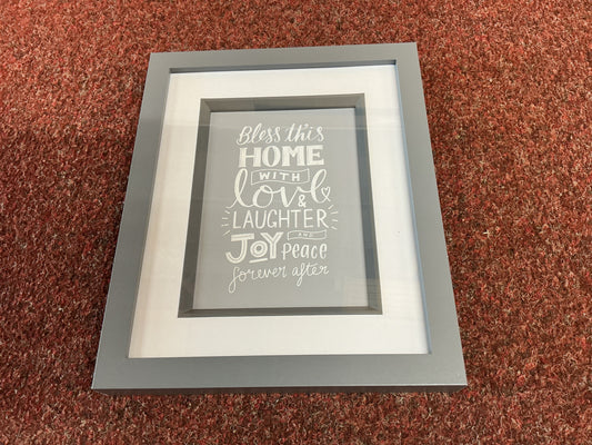 Bless This Home Grey Framed Print
