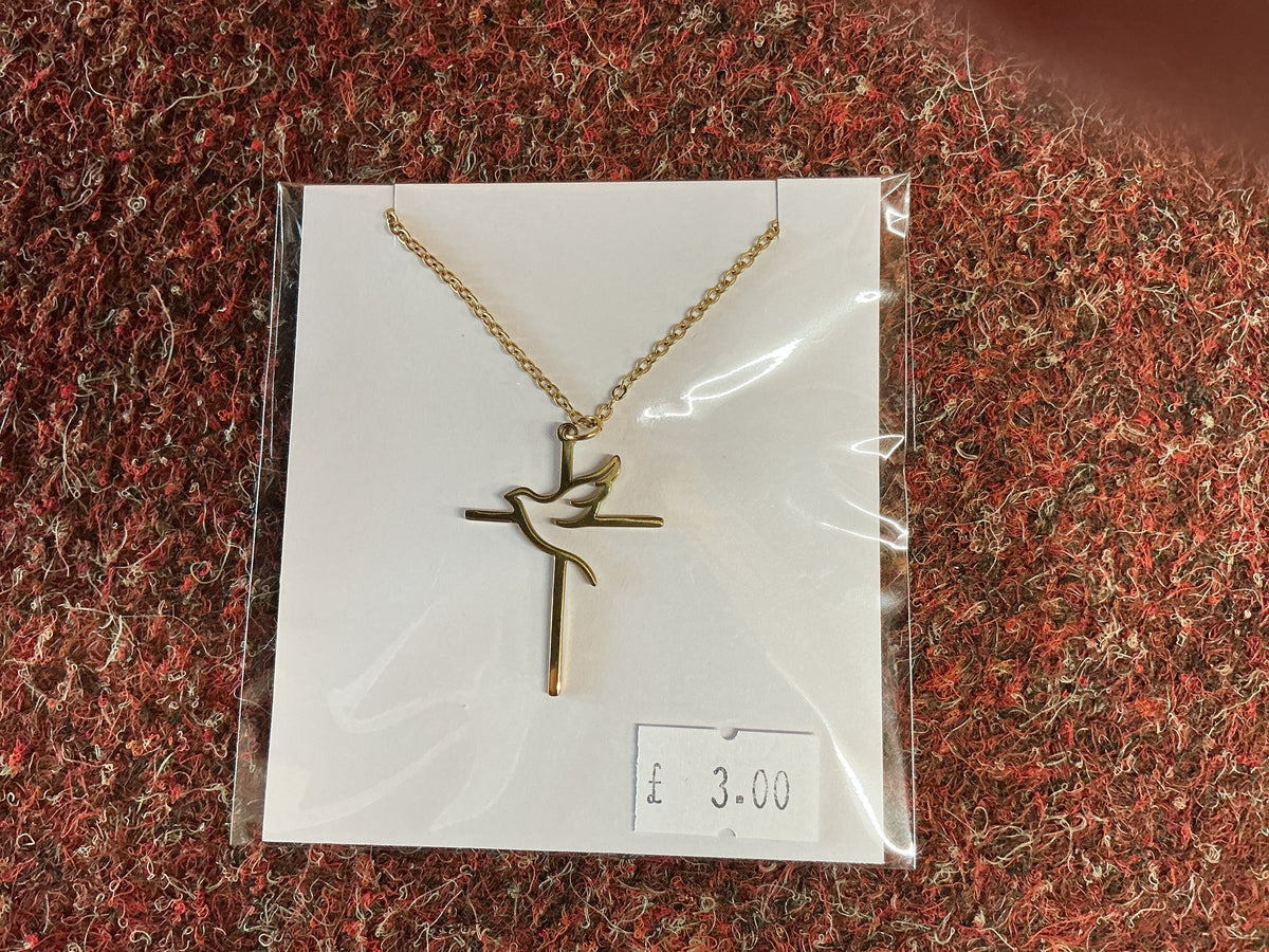 Gold Coloured Dove and Cross