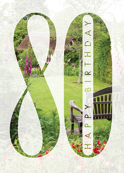 80th Birthday Card - Garden Bench
