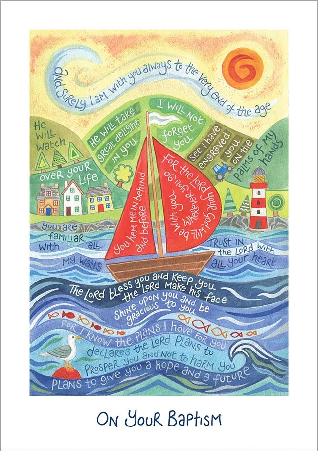 On your baptism - Hannah Dunnett Card - Sailing Boat