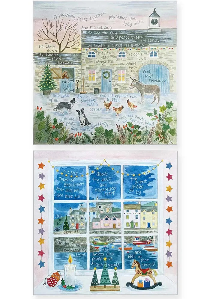 Hannah Dunnett Christmas Pack of 10 cards - O Come to Us & The Silent Stars
