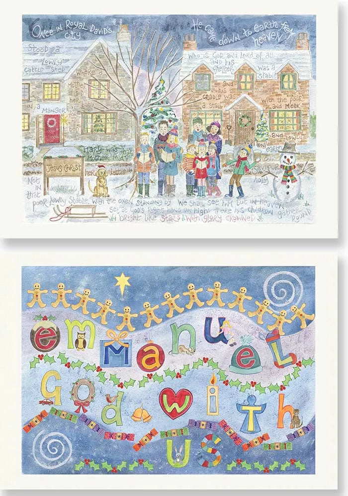 Hannah Dunnett Pack of 10 Christmas Cards -Once in Royal & Emmanuel
