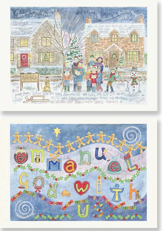 Hannah Dunnett Pack of 10 Christmas Cards -Once in Royal & Emmanuel