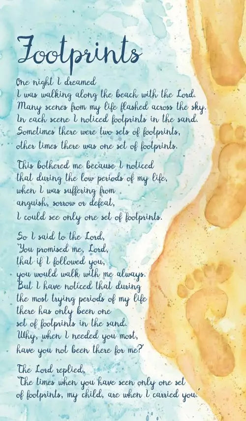 Footprints Prayer Card