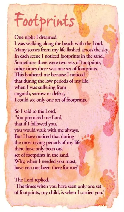 Footprints Prayer Card
