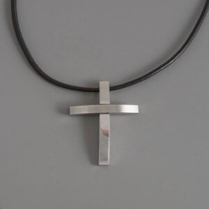 Stainless Steel Curved Cross Pendant