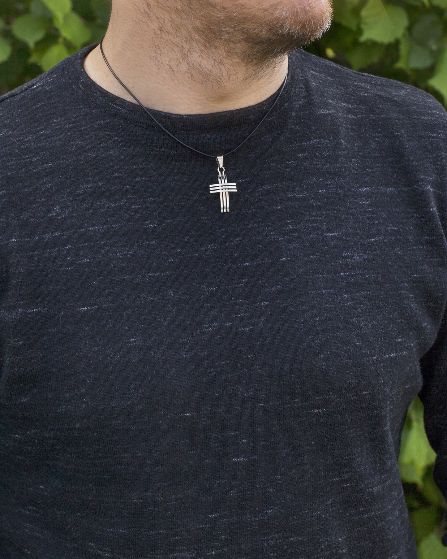 Stainless Steel Curved and Grooved Pendant