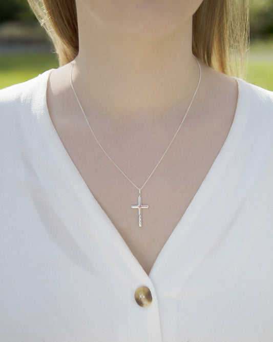 Sterling Silver Cross Inlaid With Pauashell