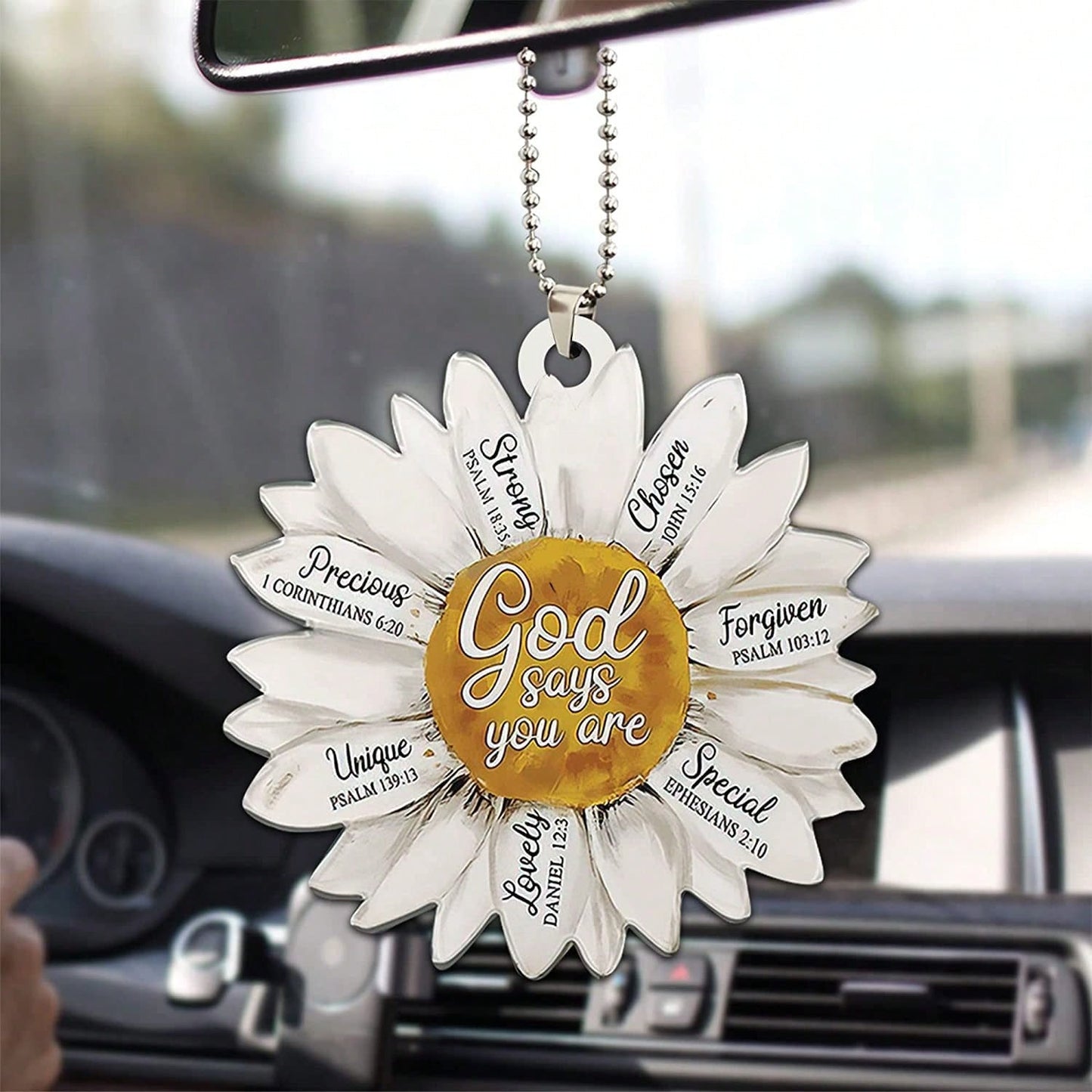 God Says You are -White Daisy Hanging Decoration