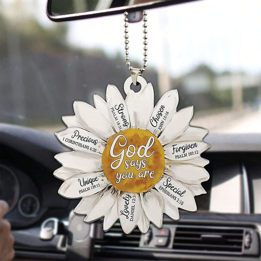 God Says You are -White Daisy Hanging Decoration