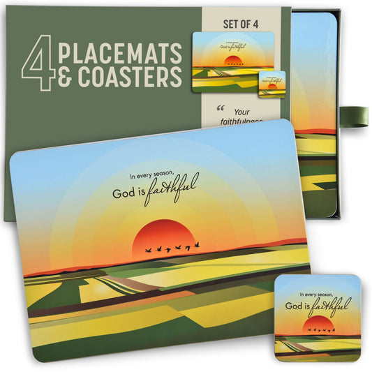 God Is Faithful - Individual Placemat and Coaster Set