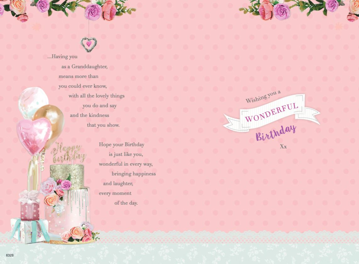Happy Birthday Grand-daughter Card - Cake and Balloons