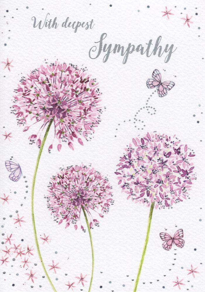 With Deepest Sympathy - Card  - Lilac Flowers and Butterflies