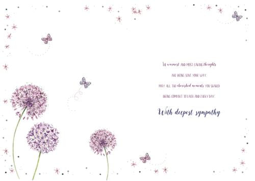 With Deepest Sympathy - Card  - Lilac Flowers and Butterflies