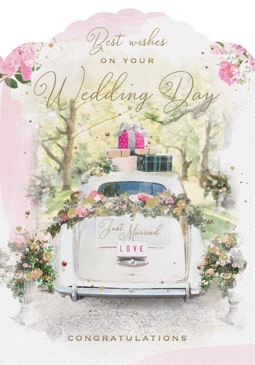 Best wishes on your Wedding Day  - White Bentley Car -Wedding Card