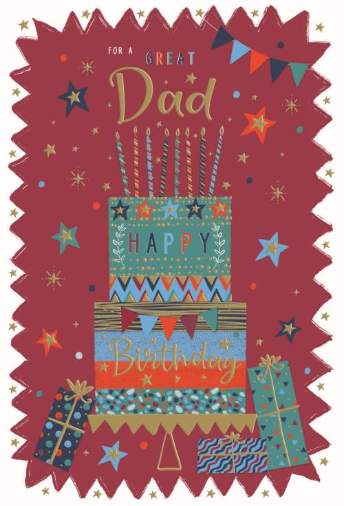 Happy Birthday Dad Card - Cake and Candles