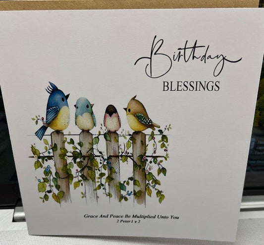 Birthday Card - Cute Birds - Blank inside